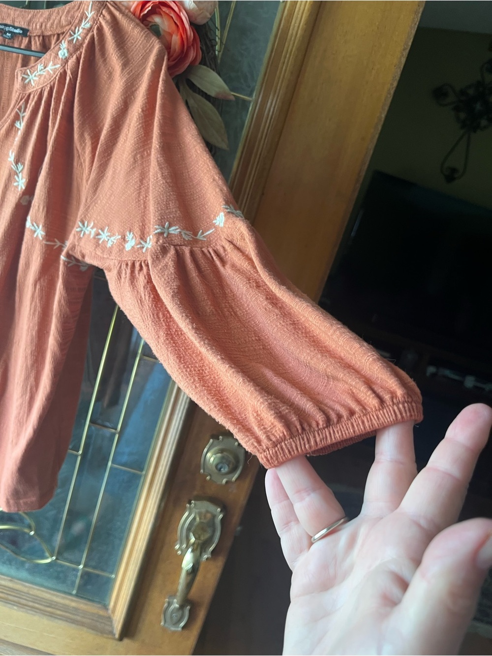 Studio Saltz Embroidered Rust Peasant Tunic - Picture 6 of 7